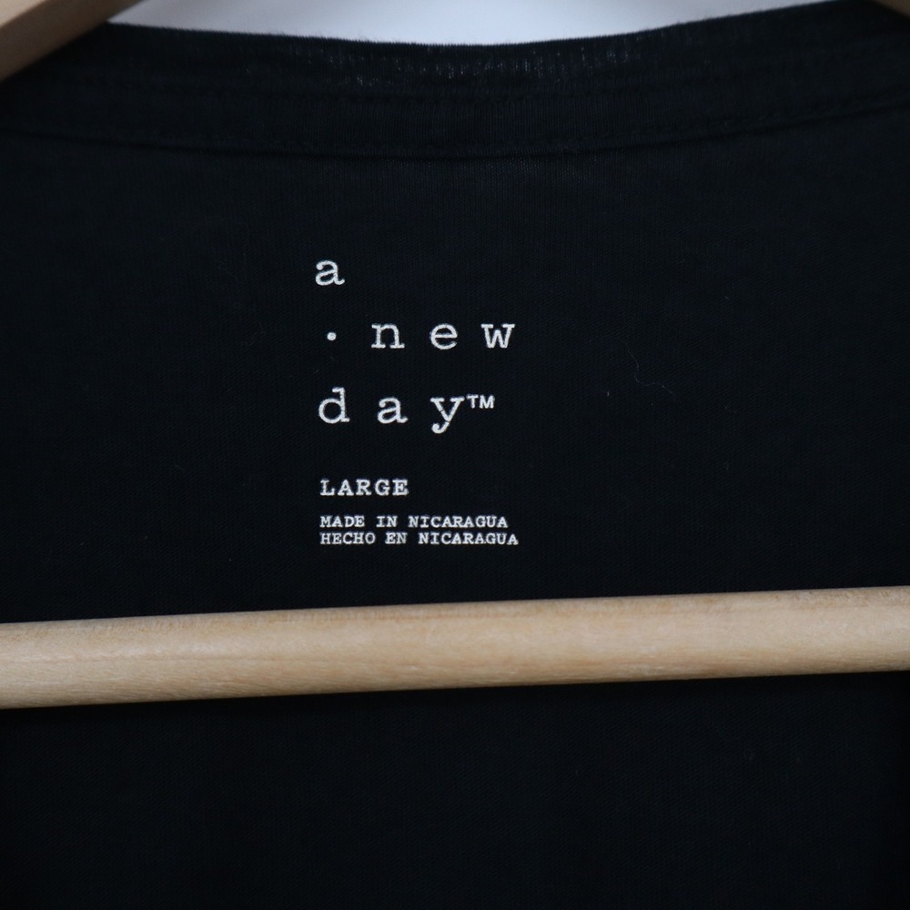 A New Day Black Short Sleeve Crew Neck Cotton Modal Blend T-Shirt Womens Large - Picture 2 of 5